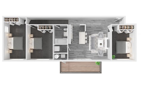 Floor plan for 3 beds, 1 bath, 1120 sqft